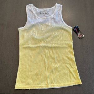 DREAMSTAR Sequin Ombré Yellow White Tank Top Size Large New